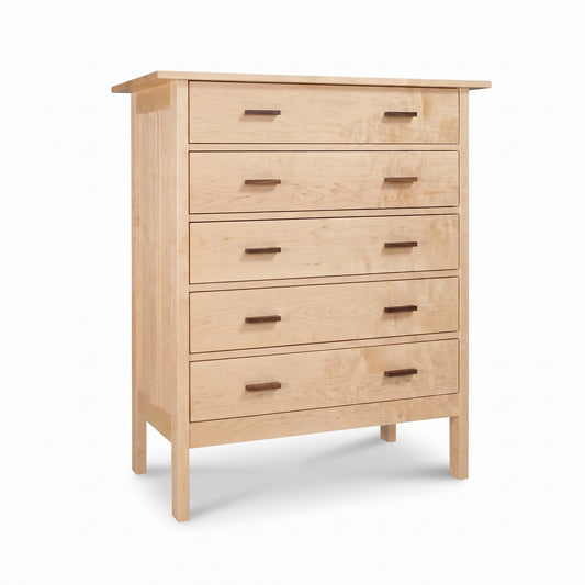 Modern Craftsman 5-Drawer Chest by Vermont Furniture Designs in solid wood, showcasing expert craftsmanship and American-made quality.