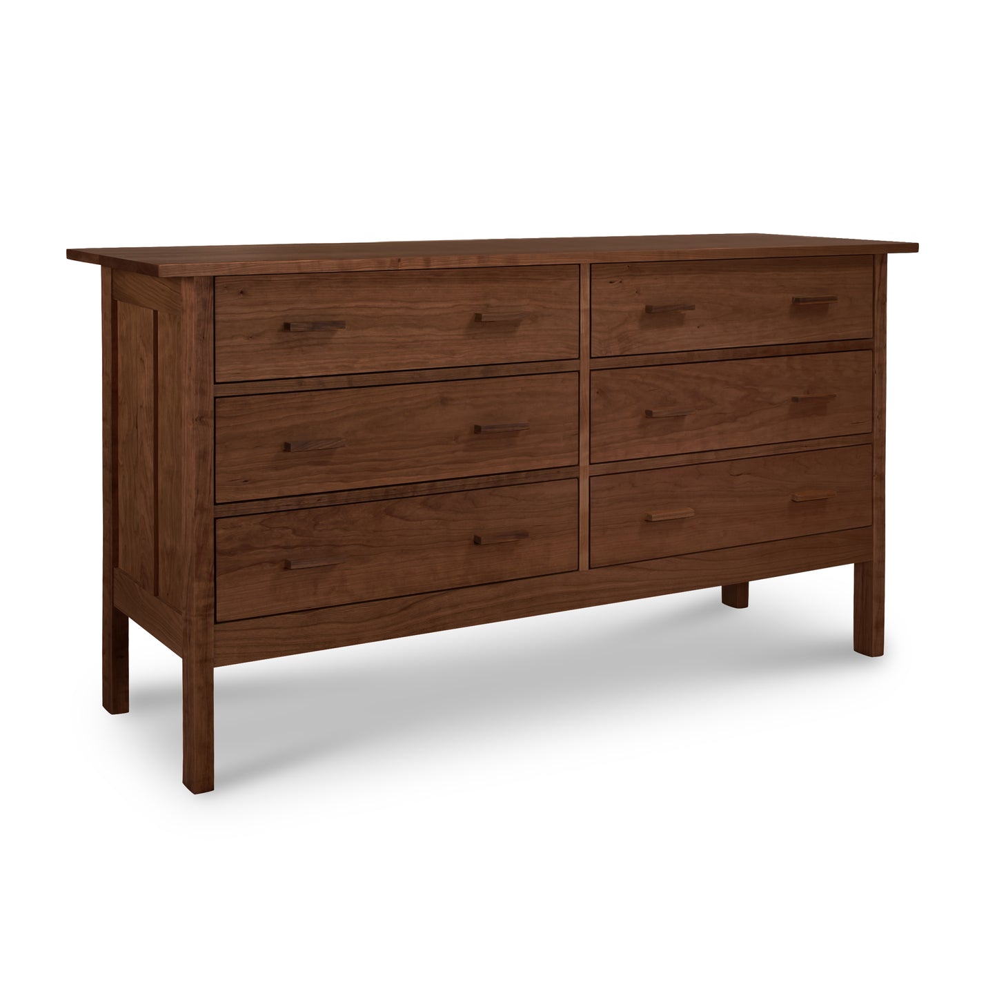 A Vermont Furniture Designs Modern Craftsman 6-Drawer Dresser on a blank background.