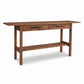 Modern Craftsman 2-Drawer Console Table by Vermont Furniture Designs with lower shelf and mission style details, handcrafted from solid wood.