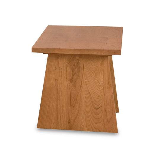 A Lyndon Furniture modern designer end table made of solid wood, displayed on a white background.