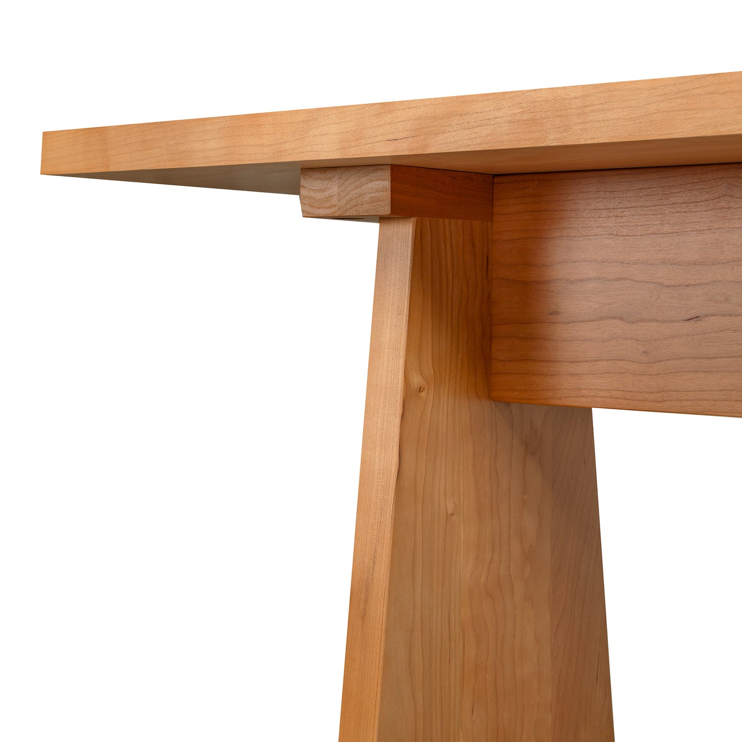 Modern Designer Sofa Table by Lyndon Furniture, highlighting its handcrafted edge and signature angled leg in American-made solid wood craftsmanship.