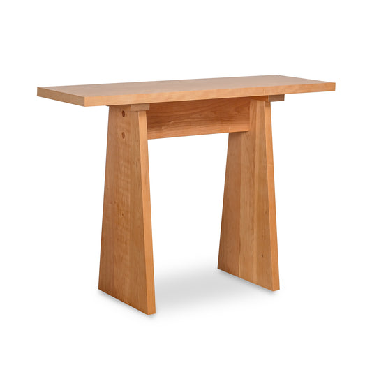 Modern Designer Sofa Table by Lyndon Furniture with rectangular top, angled legs, and horizontal support panel crafted from premium American hardwoods.