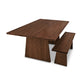 An eco-friendly Modern Designer Solid Top Table with a bench made from solid hardwood by Lyndon Furniture.