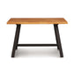 A Copeland Furniture Modern Farmhouse Counter Height Farm Table with hardwood top, black legs, on a white background.