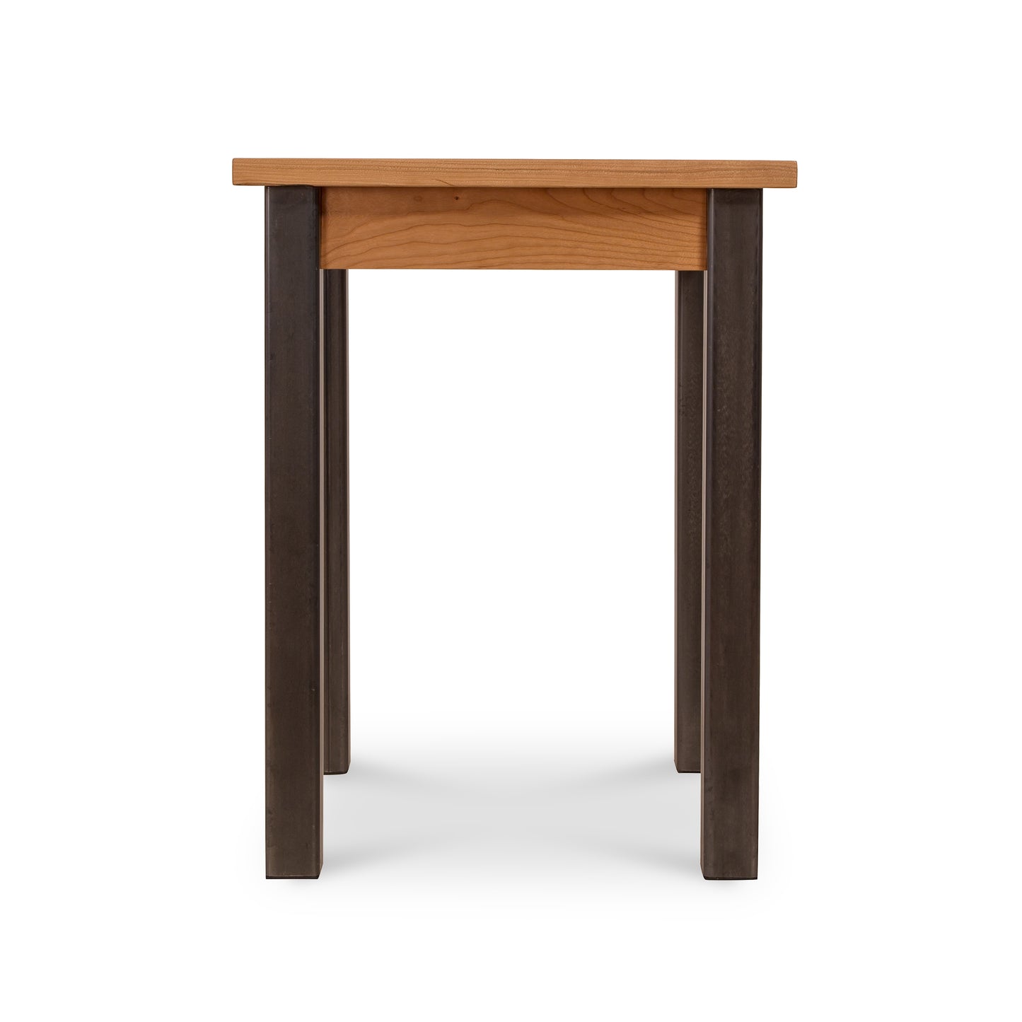 This Lyndon Furniture Contemporary Farmhouse End Table - Clearance features a wooden top and black legs.