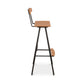 Modern Industrial Stool with Back by Vermont Woods Studios, featuring a tall wooden seat, matching backrest, and black metal frame with footrest.