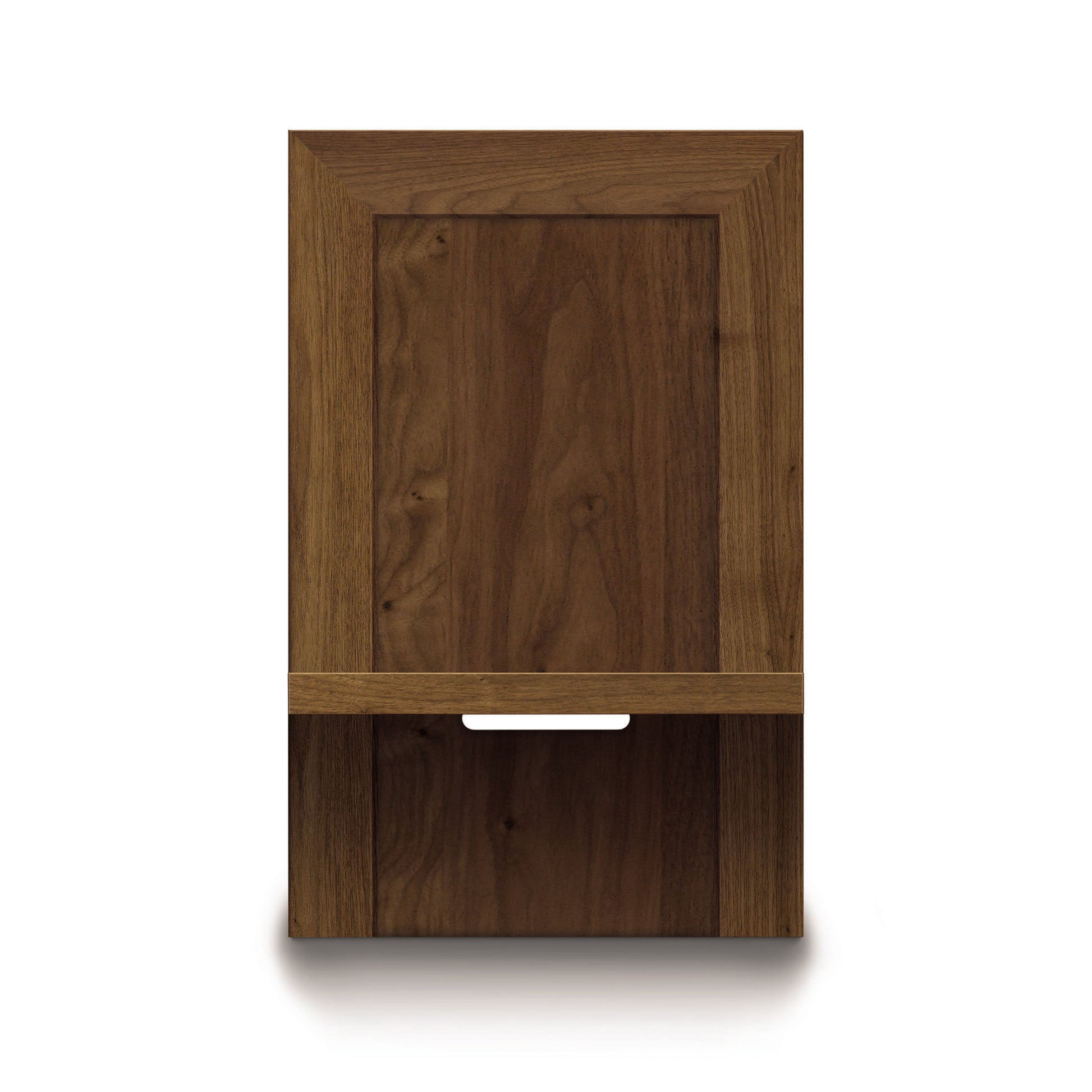 A single wooden cabinet door from the Copeland Furniture Moduluxe Attached Nightstand with Shelf - 29" Series, with a metal handle, isolated on a white background.