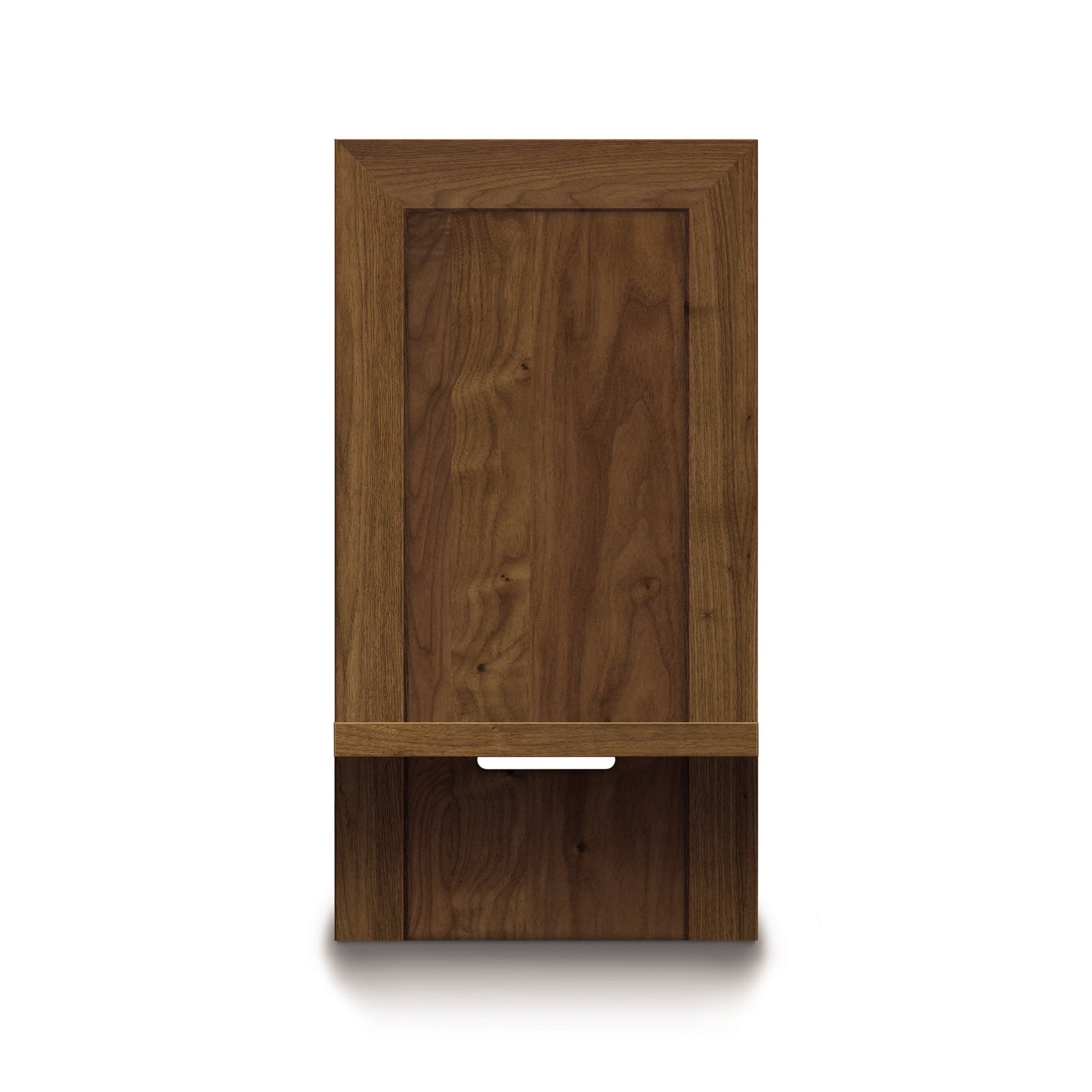 Moduluxe Attached Nightstand with door, hidden handle, and rich natural wood grain by Copeland Furniture.