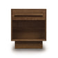 Moduluxe 1-Drawer Enclosed Shelf Nightstand by Copeland Furniture, Vermont-made, featuring eco-friendly design with a functional drawer and enclosed shelf.