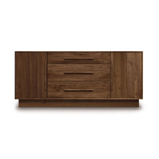 A modern, eco-friendly Copeland Furniture Moduluxe 3-Drawer, 2-Door Dresser - 29" Series with closed drawers and cabinets against a plain background.