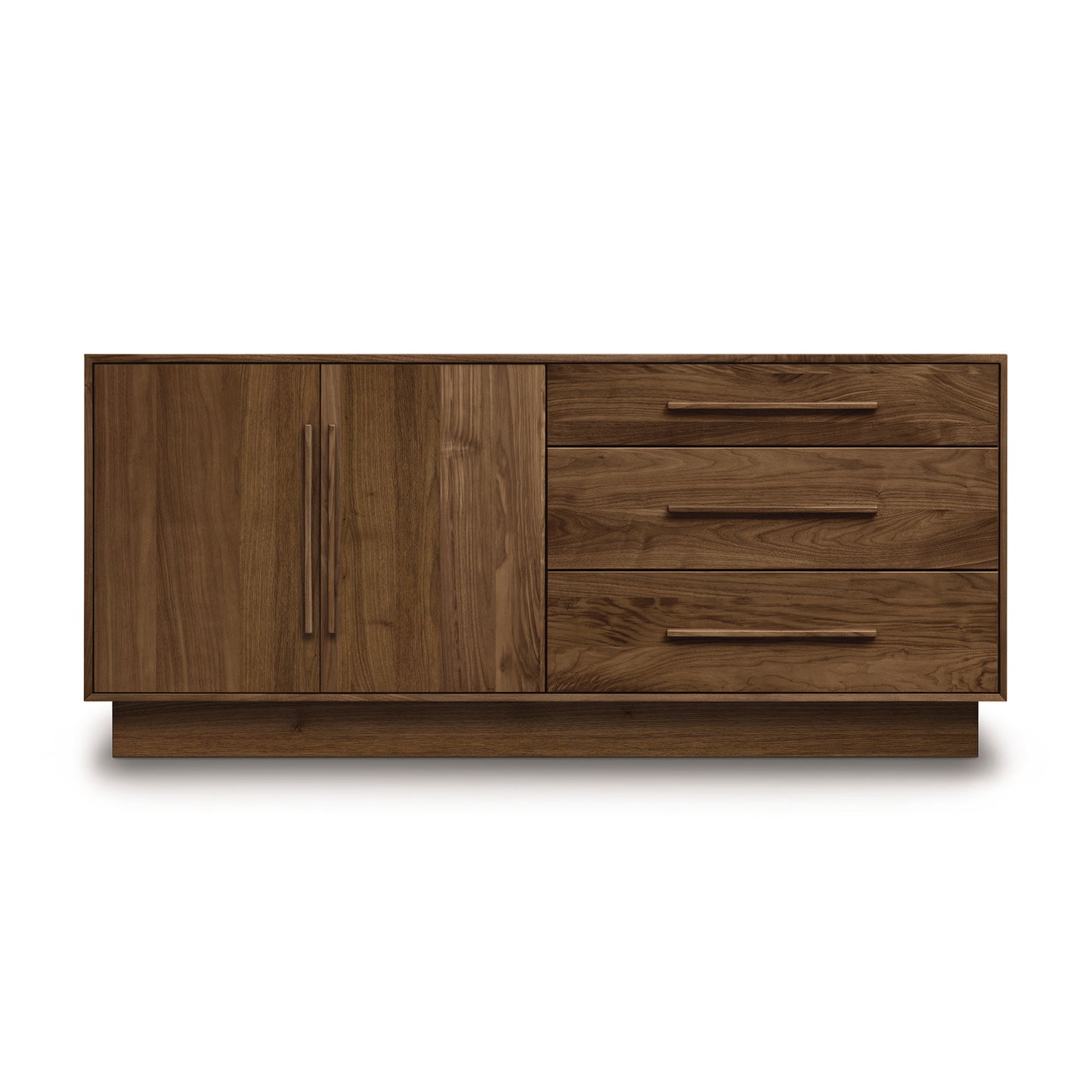 A Copeland Furniture Moduluxe 3-Drawer, 2-Door Dresser - 29" Series with two drawers and two doors.