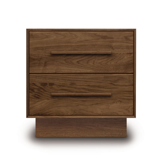 A Moduluxe 2-Drawer Nightstand by Copeland Furniture isolated on a white background.