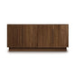 Eco-friendly Moduluxe 4-Door Dresser by Copeland Furniture with vertical handles and natural grain.