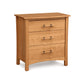 A Monterey 3-Drawer Chest with metal handles from Copeland Furniture on a white background.