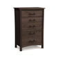 A luxury, Copeland Furniture Monterey 5-Drawer Chest made of cherry wood on a white background.