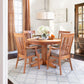 Lyndon Furniture Natural Vermont round pedestal table with solid top, paired with four matching chairs.