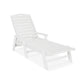 A white outdoor POLYWOOD Nautical Chaise with Arms, featuring a slatted design, positioned against a plain white background. The chair is in a semi-reclined position.