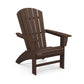 A single brown eco-friendly POLYWOOD Nautical Curveback Adirondack chair made of plastic, depicted on a plain white background. The chair features a slightly reclined back and wide armrests.