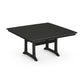 Black square POLYWOOD® Nautical Trestle 59" Dining Table with slatted top and sturdy legs, isolated on a white background.