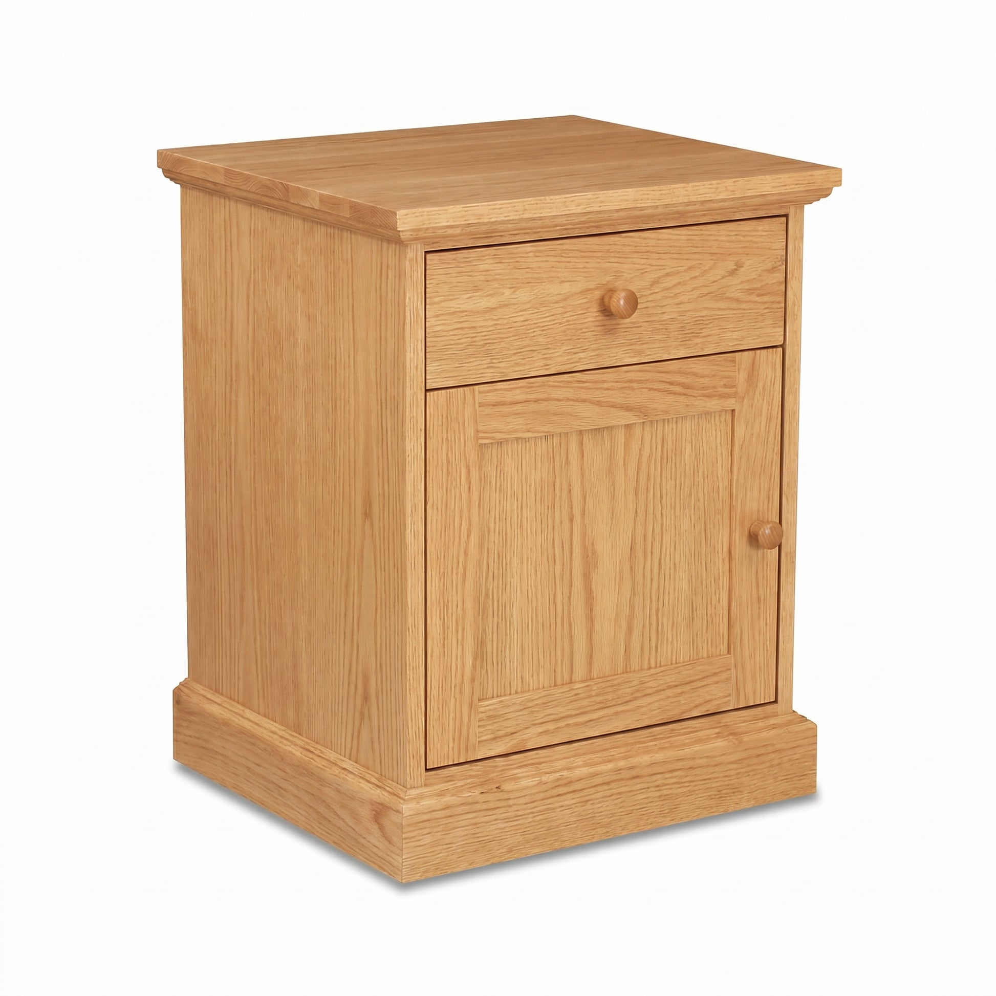 Lyndon Furniture New England Shaker 1-Drawer Nightstand with Door in light wood, showcasing handcrafted quality and classic American design.