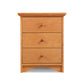 A Lyndon Furniture New England Shaker 3-Drawer Nightstand with Arched Base on a white background.
