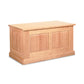A sustainably harvested wooden chest with two doors on it, made from North American hardwoods in the style of a Lyndon Furniture New England Shaker Blanket Box.