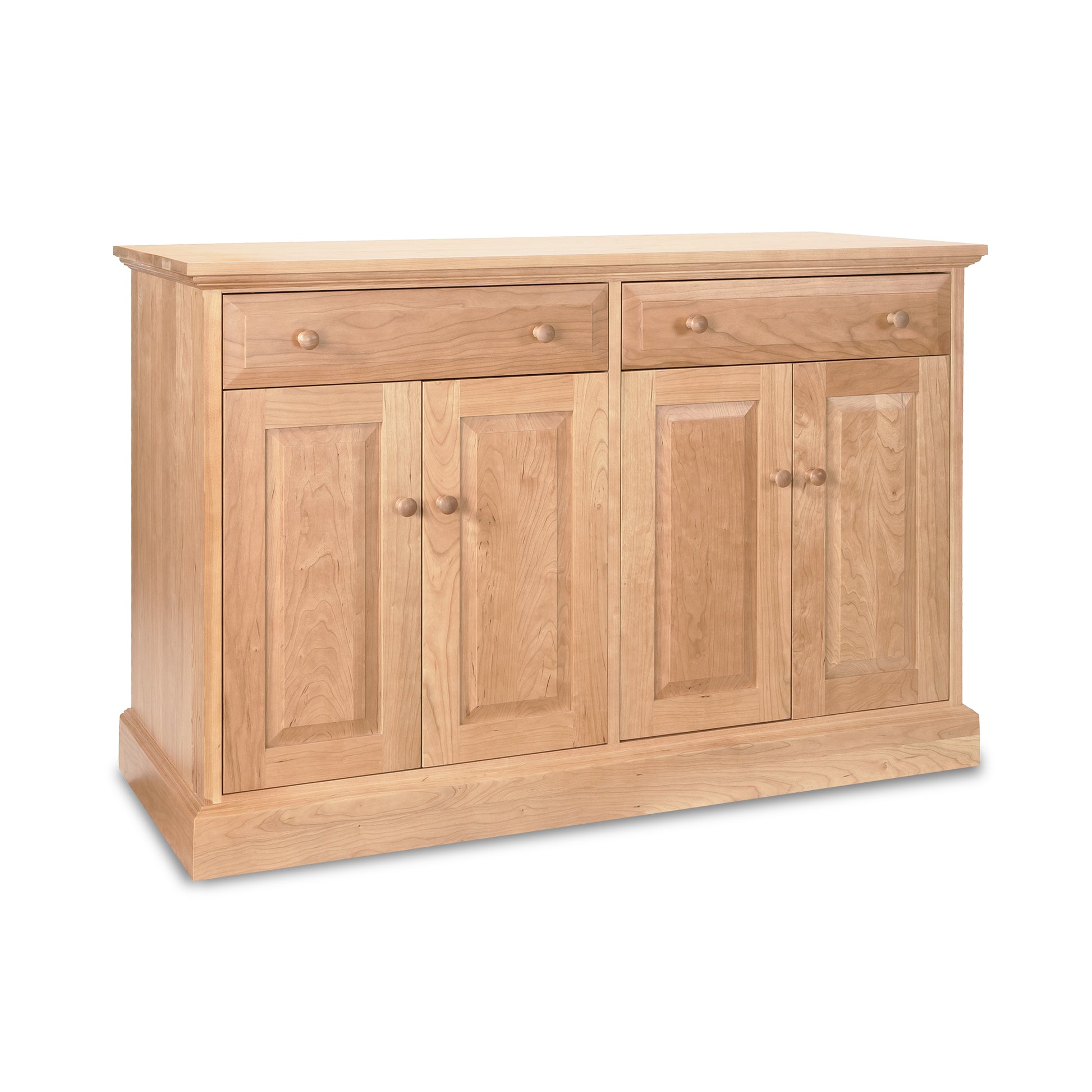 Lyndon Furniture New England Shaker Buffet with two drawers and four cabinet doors featuring round knobs.