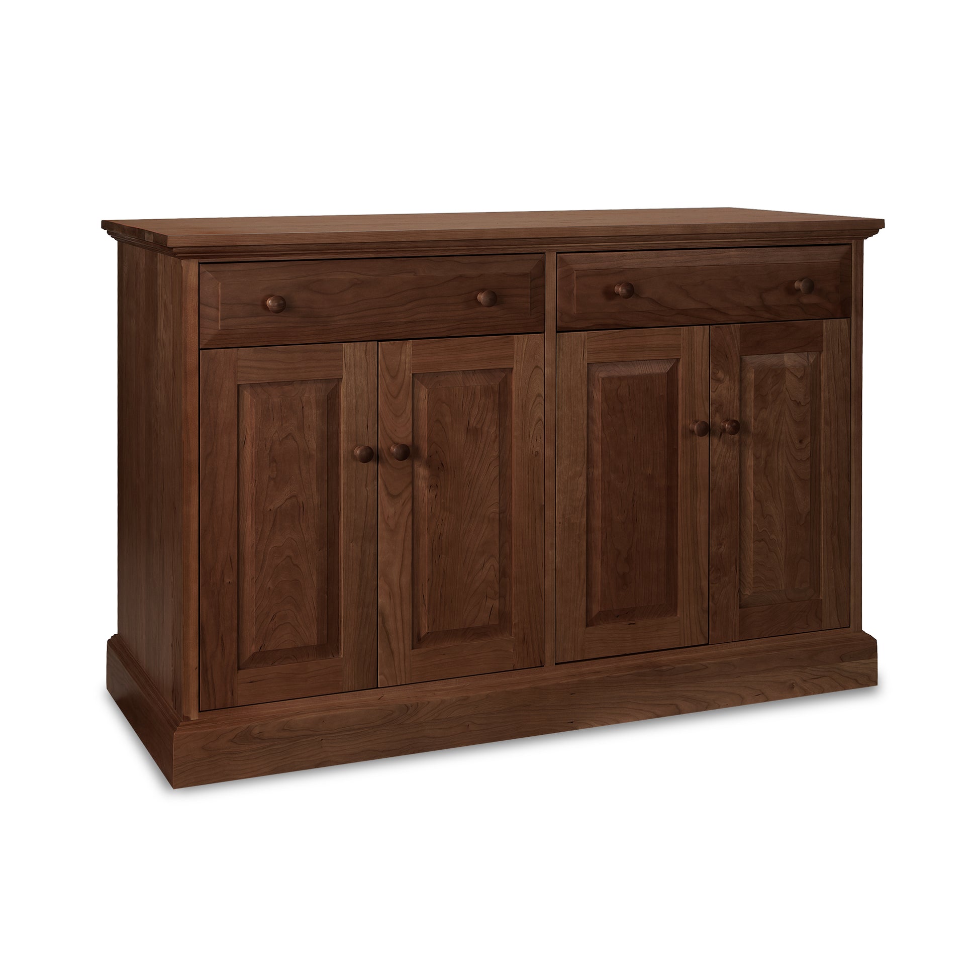 A New England Shaker Buffet by Lyndon Furniture, with two doors and two drawers, perfect for dining room storage.
