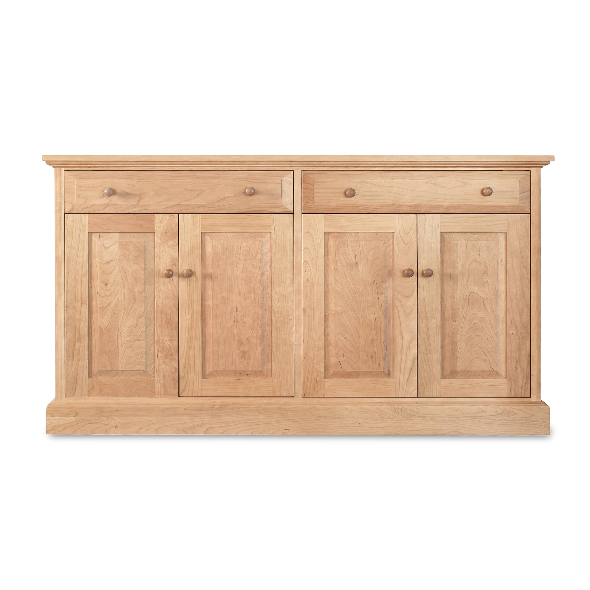 Custom handcrafted New England Shaker Buffet by Lyndon Furniture with two drawers and four cabinets in a natural finish.