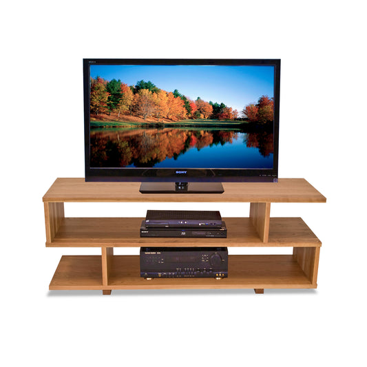 A Lyndon Furniture New York Contemporary TV Stand #3 with a flat screen TV on it.