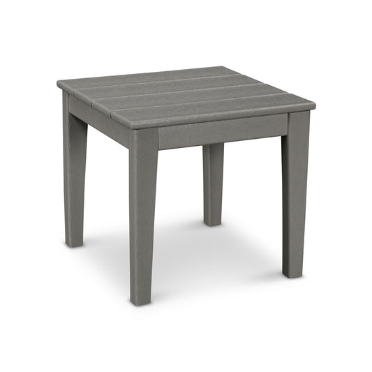 A simple gray POLYWOOD Newport 18" End Table made of recycled plastic lumber, isolated on a white background. The table has a square top and four straight legs.