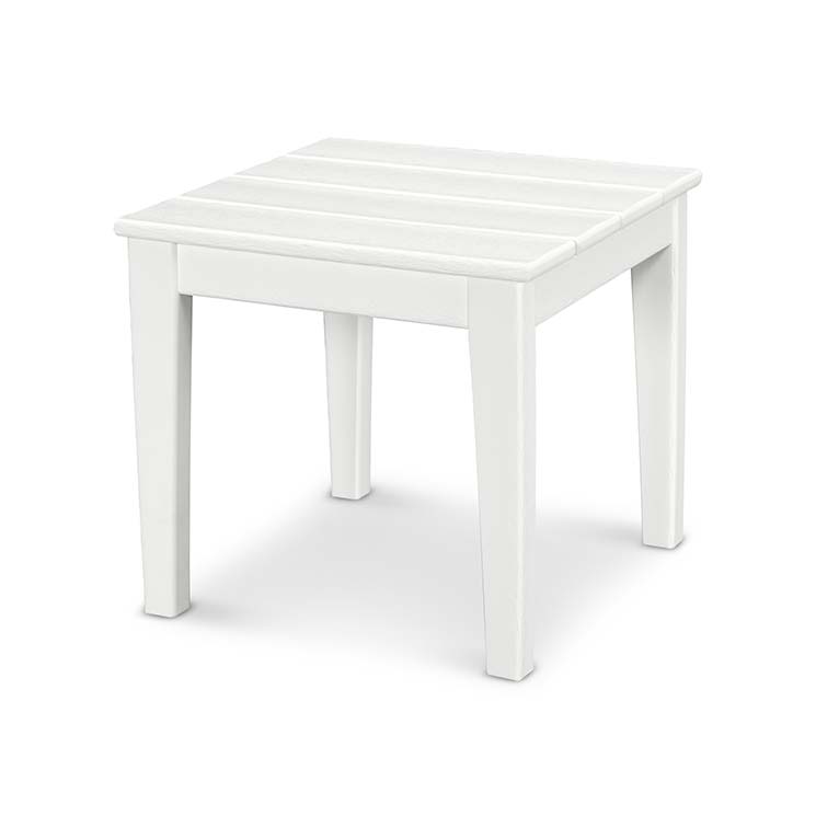 A white side table on a white background.