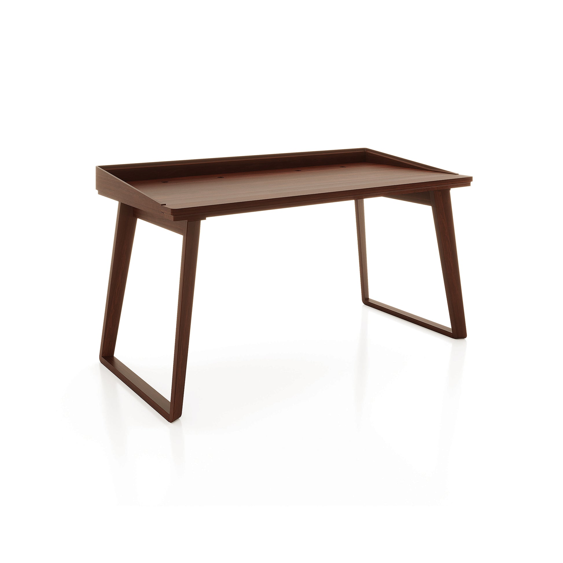 Odin Desk by Copeland Furniture in solid wood with angled legs and a raised edge, showcasing American craftsmanship and modern design.