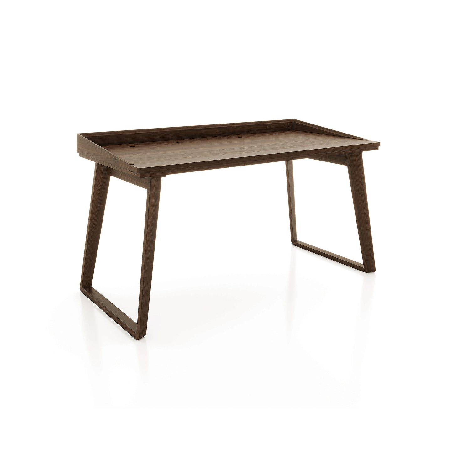 Copeland Furniture Odin Desk in solid wood with angled legs and a raised edge, showcasing superior American craftsmanship.