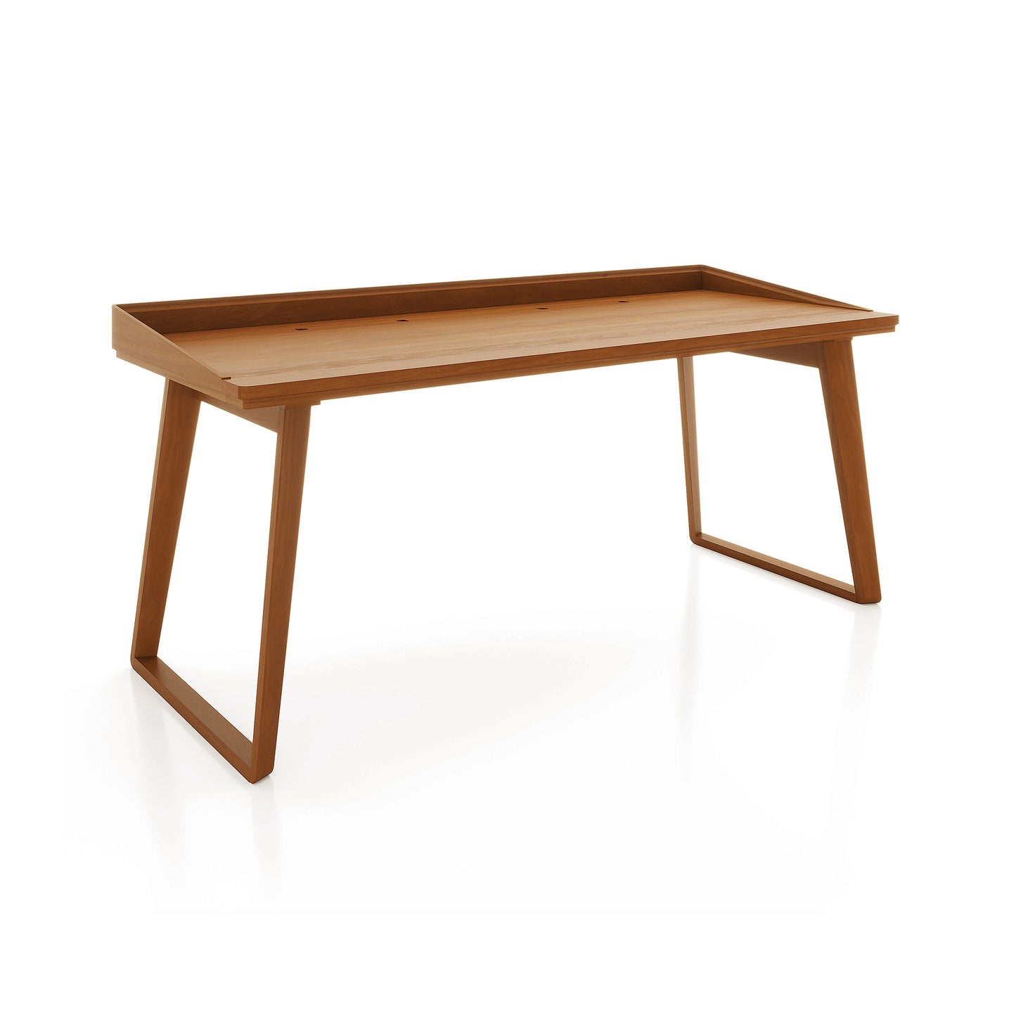 Copeland Furniture Odin Desk with raised edges and angled legs, crafted in the USA from solid wood for modern minimalist style.