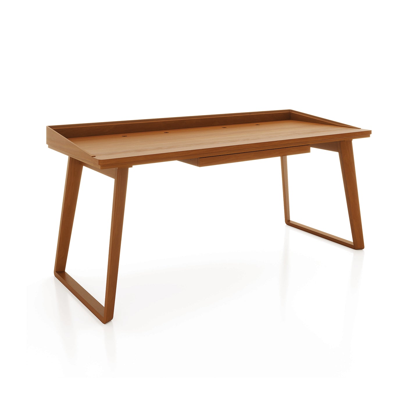Copeland Furniture Odin Desk in solid wood features angled legs and raised edges, showcasing modern American craftsmanship.