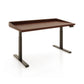 Odin Sit-Stand Desk by Copeland Furniture features a brown rectangular top, black adjustable legs, and a raised edge, expertly crafted in Vermont.