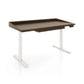 Copeland Furniture Odin Sit-Stand Desk with dark wood top, white adjustable legs, and right-side control panel, crafted in America.
