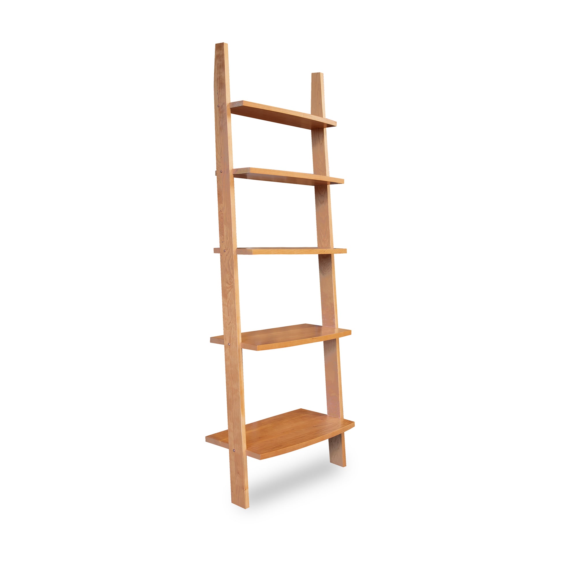Lyndon Furniture Open Ladder Bookcase with five spacious shelves, crafted from solid wood, showcasing its contemporary open ladder design.