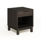 A Vermont handcrafted Copeland Furniture Oslo 1-Drawer Enclosed Shelf Nightstand made of solid oak hardwood.