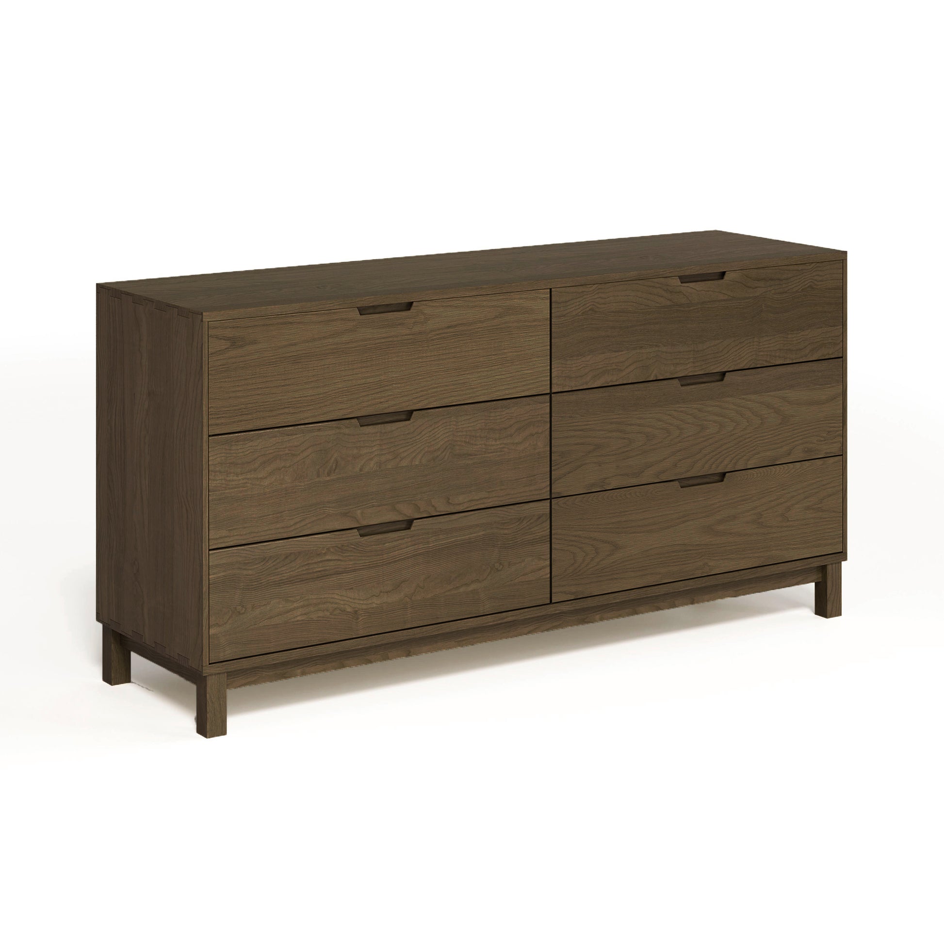 An Copeland Furniture Oslo 6-Drawer Dresser made of solid oak hardwood on a plain background.