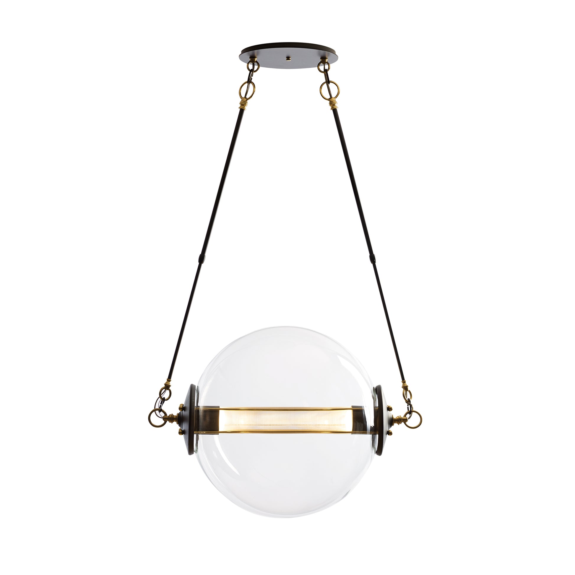 A Otto Sphere Pendant light fixture by Hubbardton Forge, with a glass globe hanging from it, perfect for lighting up any space.