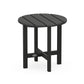 POLYWOOD 18" Round Side Table featuring a sleek black slatted top with robust legs, showcasing a contemporary design ideal for durable outdoor use.