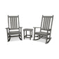 Two gray POLYWOOD® Vineyard 3-Piece Rocking Sets on a white background.