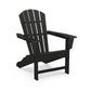 A black POLYWOOD® Palm Coast Adirondack chair made of synthetic materials, featuring a high back and wide armrests, isolated on a white background.