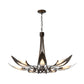 Parasol 7-Light Chandelier by Hubbardton Forge with hand-forged steel arms, stylized leaf lights, and a bronze finish, showcasing elegant American craftsmanship.