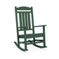 A green POLYWOOD© Presidential Outdoor Rocking Chair isolated on a white background. The chair features a tall back with vertical slats and armrests connected to curved rockers.