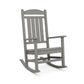A traditional gray POLYWOOD Presidential Outdoor Rocking Chair made of recycled plastic with a high back and slatted design, displayed against a white background.