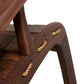 Quilted Vermont Walnut Rocking Chair by Vermont Folk Rocker featuring curved legs and decorative braided rope joints.