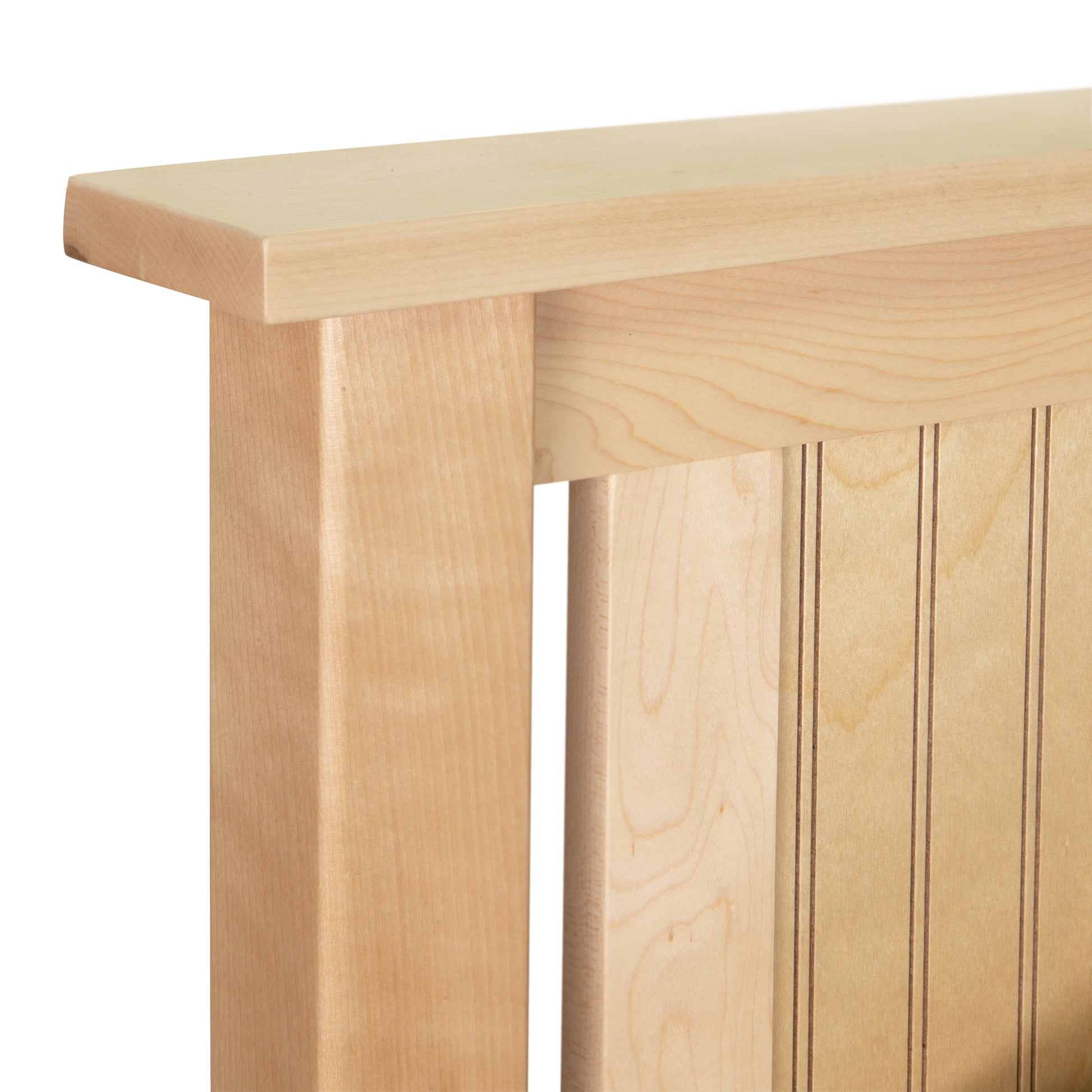 Rockingham Bed light wood headboard featuring vertical grooves, crafted in America by Vermont Woods Studios.